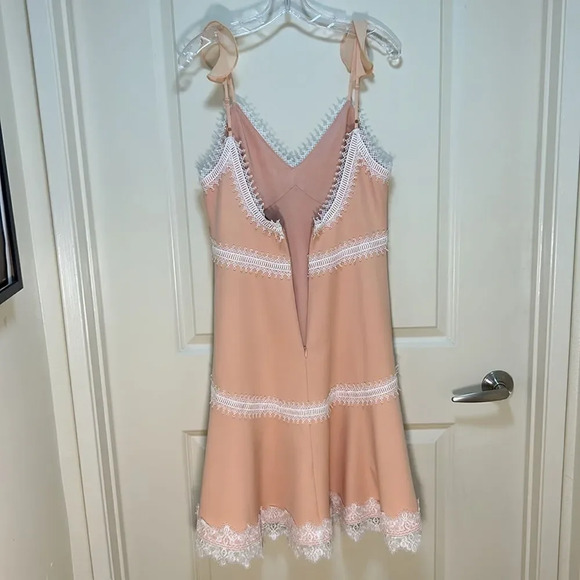 X by NBD - Women’s Mini Dress, “Paris” Lace, Flouncy Ruffle - Pink Blush, Small - Picture 10 of 17